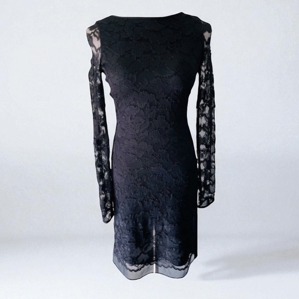 DIANE VON FURSTENBERG DVF Zarita Uber Sexy Black Lace Little Black Dress Size 2